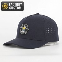 Casquette de baseball unisexe ajustable en jersey 100 % polyester à 5 panneaux, style sportif, imperméable et respirante, avec motif losanges découpés au laser