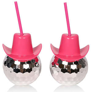 Tazza d'argento da 500ml con cannuccia confezione da 2 per feste compleanni bar bomboniere famiglia - Product Image 1