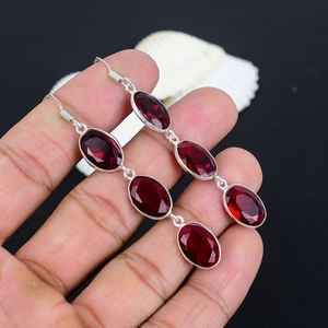 Boucles d'oreilles ovales en grenat rouge, argent sterling 925 plaqué or, certifiées IGI, cadeau élégant pour femme, anniversaire, fête, occasion spéciale - Product Image 6