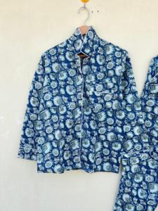 ชุดนอนผ้าฝ้าย100% พิมพ์ลายดอกไม้ทำด้วยมือสไตล์อินเดียสำหรับผู้หญิงชุดสูทเดินเช้าแบบลำลองหรูหราหรูหราสำหรับวันหยุดฤดูร้อนฤดูใบไม้ร่วง - Product Image 4