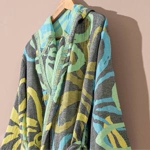 Albornoz de algodón turco de secado rápido con capucha ligera, cierre con cordón XL, diseño floral transpirable, conjunto de albornoz de verano - Product Image 2