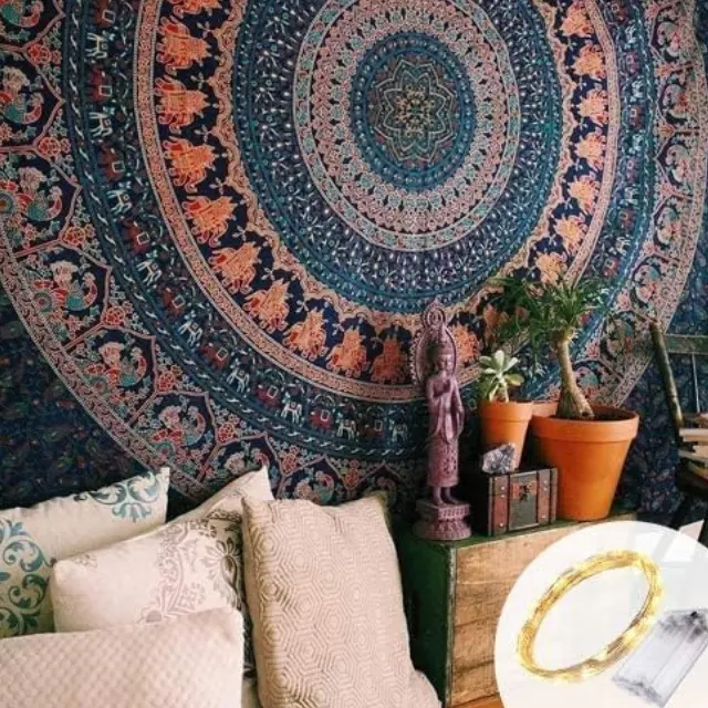 Internationale Indiase Hippie Zigeuner Bohemien Psychedelische Katoen Mandala Muur Hangende Wandtapijt Multicolor Mandala Hippie