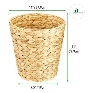 Poubelle Tissée Boho: Petite Corbeille Ronde en Jacinthe d'Eau-Poubelle Naturelle pour Essentiels de Salle de Bains - Product Image 4