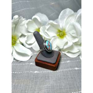 Dave Skeets Handmade <b>Boho</b> Statement <b>Ring</b> Golden Hill Turquoise & Sterling <b>Silver</b> with Bezel Setting Size 8.75 for Everyday Wear - Product Image 2