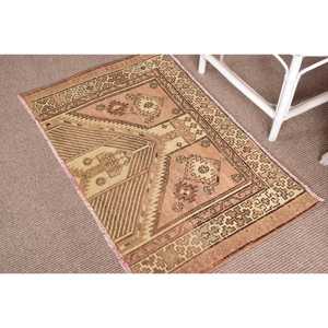 Petit tapis turc 3,5x2,2 pieds (106x66 cm), tapis oriental brun vintage - Product Image 2