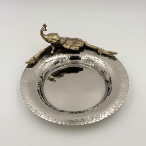 Hot Sale Decorative Plate Stainless Steel with Brass Peacock Statue Mirror Polished Plate for the Use Home Restaurant Wedding - Product Image 2