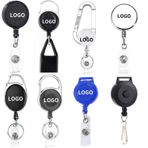 custom logo retractable id badge clip reel