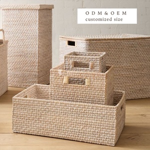 Vietnam Rattan <b>Basket</b> Collection, Scalloped Design, Divided Storage and <b>Wicker</b> Organizers for Home and Retail - Product Image 5