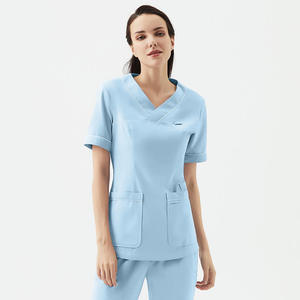 Gommage Polyester Rayonne Spandex Nouveau Style Infirmière À La Mode Uniforme Uniformes D'hôpital En Gros Hôpital Respirant Scrubs XS 6XL - Product Image 2