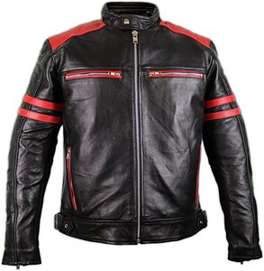 Veste de moto en cuir pour homme avec contraste de couleur - Product Image 5