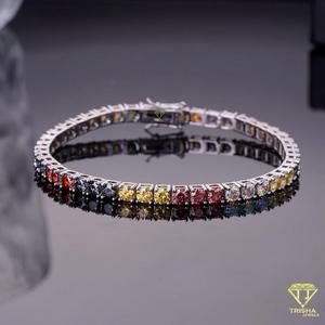 Hip Hop Glacé Moissanite Diamant Tennis Bracelet 925 Argent Sterling Plaqué Or Unisexe Bling Bijoux - Product Image 3