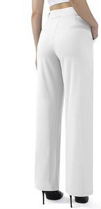 Pantalones de Trabajo Casuales de Negocios para Mujer, de Pierna Ancha, Rectos, con Bolsillos, Nuevo Ingreso - Product Image 3