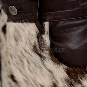 Pantalones de cuero con pelo para hombre a la moda con detalles de bordes crudos Pantalones de piel con pelo teñido personalizado - Product Image 6