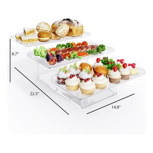 Plateau de service alimentaire de qualité commerciale en acrylique, écologique, durable et léger, allant au lave-vaisselle avec bords surélevés Poignées ergonomiques - Product Image 6