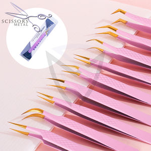 Pinzas de Precisión de Acero Inoxidable de Grado Quirúrgico para Extensiones de Pestañas con Puntas Rectas y Curvas, Se Acepta Logotipo Personalizado - Product Image 5