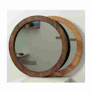 Alta demanda con precio razonable Espejo hecho a mano Peluquería Marco de madera redondo Fabricante de India con calidad de exportación - Product Image 5