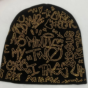 Gorro de invierno de diamantes para mujer de alta calidad, gorro de punto cálido hecho a mano a la moda con diamantes de imitación, gorro de punto Jacquard - Product Image 4