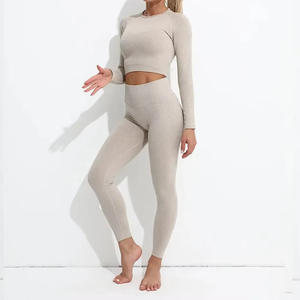 ชุดเลกกิ้งออกกำลังกาย2ชิ้นสำหรับผู้หญิงชุดโยคะฟิตเนสยิมแบบกำหนดเอง - Product Image 3