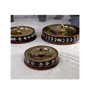 Aluminum And Wood Nuts Server Customized Size Round Shape Chocolates Server From Manufacturer In India - Product Image 4