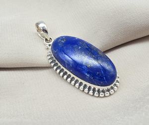 Pendentif Lapis Lazuli en Argent Sterling 925, Pierre de Naissance de Septembre, Bijou Vintage Fait Main, Cadeau pour Femmes et Enfants - Product Image 3