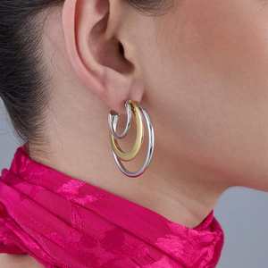 Boucles d'oreilles créoles géométriques tendance 183953 en alliage de zinc durable - Product Image 2