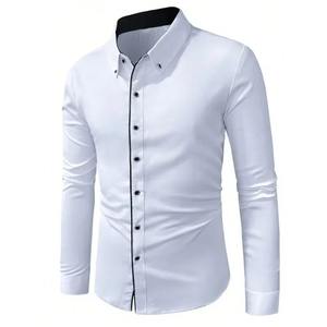 Chemises respirantes personnalisées 100% coton pour hommes, manches longues avec col montant, coupe ajustée, nouveau motif imprimé, chemises décontractées en gros - Product Image 1