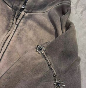 Sweat à capuche en molleton streetwear de haute qualité avec logo personnalisé, impression numérique hiver, effet vintage délavé à l'acide et usé, poches - Product Image 4