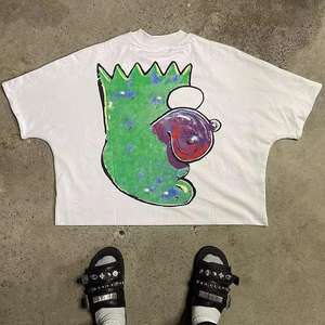 Camiseta de corte en caja sin costuras personalizada del fabricante para hombre, Camiseta de gran Tamaño 250 Gsm Heavyweight 100% algodón, Camiseta corta cuadrada de 2 paneles para hombre - Product Image 5