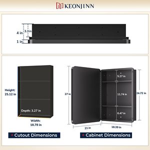 Elegante y Moderno Gabinete de Baño con Espejo Rectangular Iluminado, con Enchufe, Marco de Metal Dorado y Esquinas Redondeadas - Product Image 2