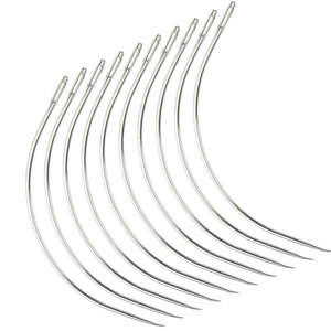 Pinces à aiguille courbées en forme de C pour extensions de cheveux en trame, acier inoxydable, maintien robuste, 4 pièces - Product Image 1