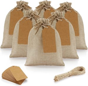 Small Gift Bags Burlap Bags With Drawstring Reusable Jute Bags for <b>Birthday</b> Wedding Party <b>Favors</b>, Halloween, Christmas OEM - Product Image 1