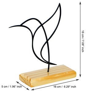 Escultura de Mesa Contemporánea con Base de Madera en Forma de Alambre para Pájaros, Adorno Decorativo Moderno para Espacios Elegantes, Venta al por Mayor desde India - Product Image 2