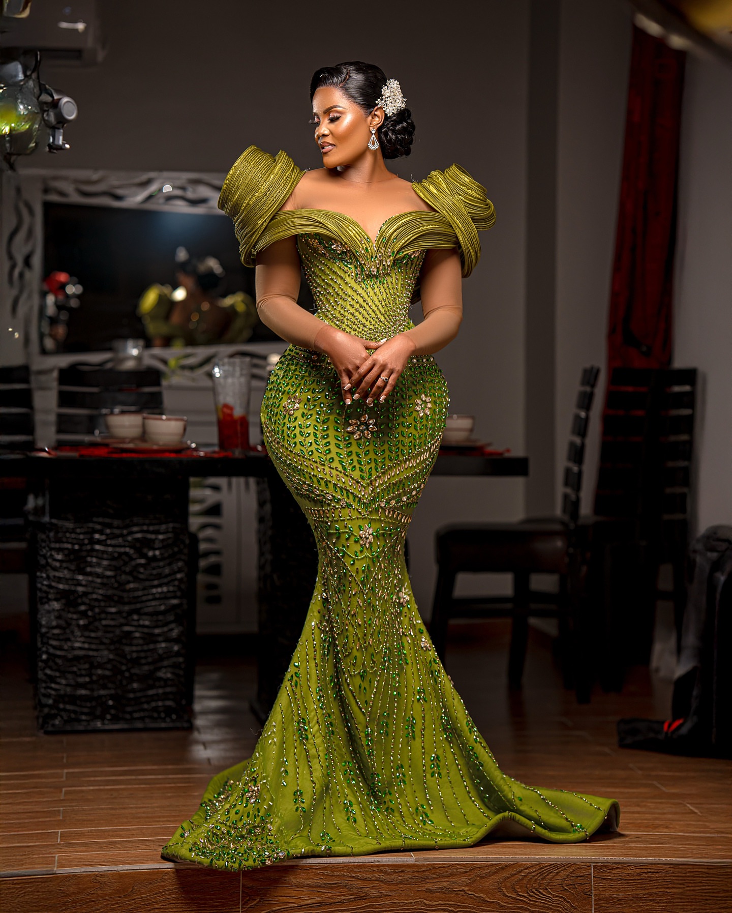 Golden Net Dress - Elegant Beaded Evening Gown 2025