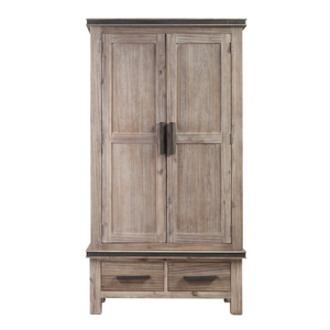 Armoire en bois de marque Atlas, 2 portes, 2 tiroirs, nouveau design de meubles de chambre à coucher, armoire couleur bois naturel, au prix de gros - Product Image 1