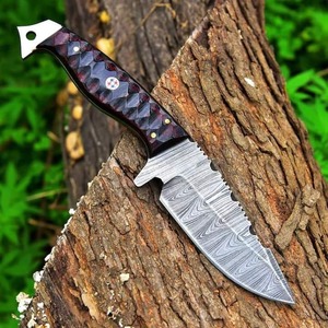 Couteau à dépecer fait main en acier damas Couteaux de chasse OEM personnalisés avec manche en bois de micarta Cadeau pour lui - Product Image 3