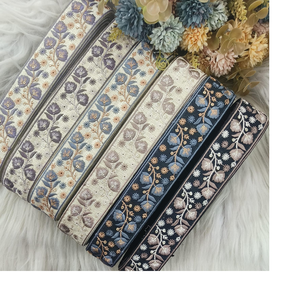 Lacets brodés à la machine sur mesure en motif de fleurs et sur des couleurs noir et beige pour les robes de mariée de 1.5 pouces de largeur. - Product Image 6