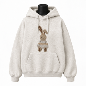 Sweat-shirt à capuche en molleton 100% coton pour femmes, brodé, surdimensionné, décontracté, streetwear, écologique - Product Image 1