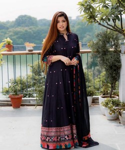 Ropa de boda de moda Georgette bordado secuencia trabajo dupatta color rojo Salwar traje indio señoras desgaste semi cosido ropa - Product Image 1