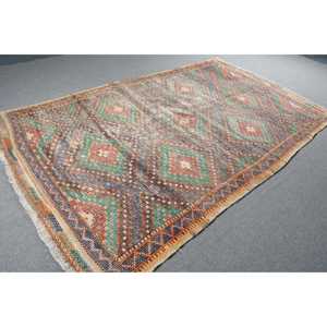 Tapis Kilim vintage, tapis turc 5,8x9,8 pieds, tapis persan en laine bleue - Product Image 4