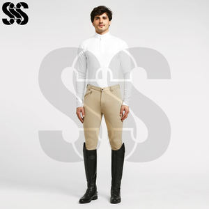 Culottes d'équitation de qualité supérieure pour hommes, mélange de coton/polyester/spandex, extensible, coupe ajustée, durable pour l'entraînement équestre, utilisation en extérieur - Product Image 3
