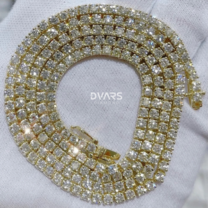 Cadena de Tenis con Moissanita VVS Real de 16 Quilates, Chapada en Oro de 18K, Unisex, Plata 925, Completamente Adornada con Diamantes, para Bodas, Compromisos y Fiestas - Product Image 3