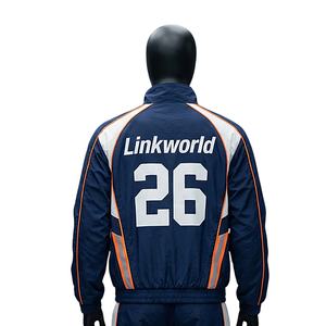 Ensemble de survêtement personnalisé streetwear grande taille hiver, veste zippée unie et pantalon large, coupe-vent en nylon unisexe - Product Image 5