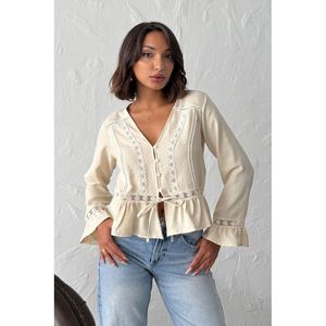 Chemise en lin pour femme 1995 avec détails rayés, collection F - Product Image 4