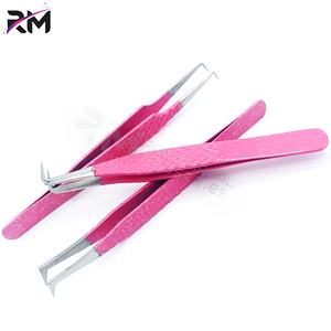 Pince à épiler RMI en acier inoxydable argenté avec pointe en paillettes roses, revêtement en poudre, 90 degrés, 3 pointes différentes - Product Image 6