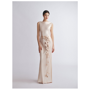 Meilleure vente femmes Jena respirant Satin dos nu robe automne décontracté haute couture mi-longueur sans bretelles tissé naturel - Product Image 5