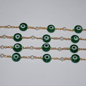 Magnifique chaîne de perles œil-de-tigre vertes de 4 mm, chaîne de chapelet en fil plaqué or, faite à la main, pour la fabrication de bijoux et bracelets - Product Image 4