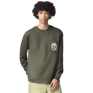 T-shirt à manches longues pour homme, couleur unie, avec poche poitrine, en coton, décontracté, coupe ample, style streetwear - Product Image 1