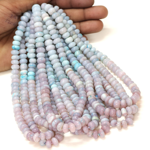 Magnifiques perles rondes lisses en opale rose et bleue, 7-11 mm, perles en opale rose et bleue lisses, qualité AAA - Product Image 2