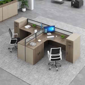 Modern Corner L Shaped Computer Desk Executive Wooden <b>Office</b> <b>Table</b> Adjustable Extendable Ergonomic Dual Workstation for Staff - Product Image 4