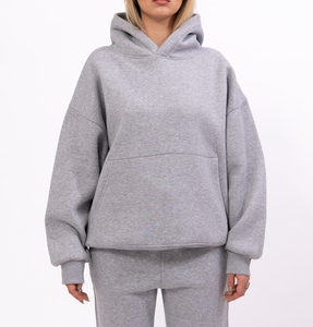 Sudaderas con capucha de gran tamaño de algodón 100% de alta calidad para mujer, chándal personalizado con logotipo impreso DTG al por mayor OEM con patrón sólido - Product Image 3